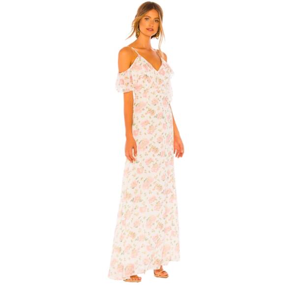 LPA Ruffle Neckline Maxi in Blush Rose Garden NWT Size Small - Picture 2 of 3
